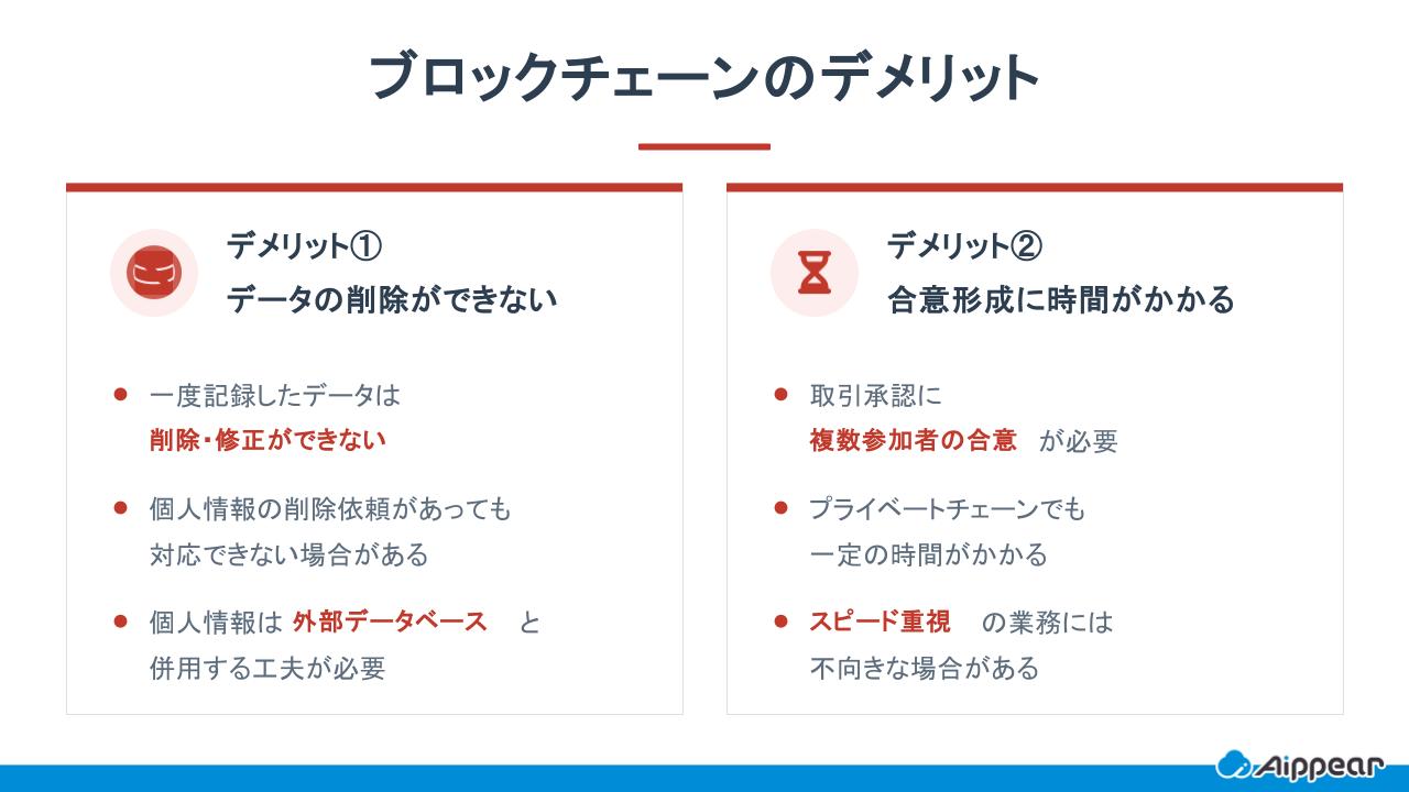 ブロックチェーンのデメリット