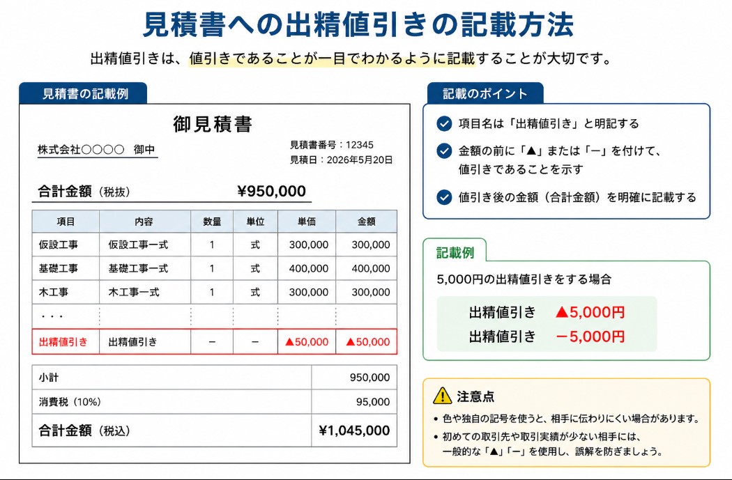 見積書への出精値引きの記載例