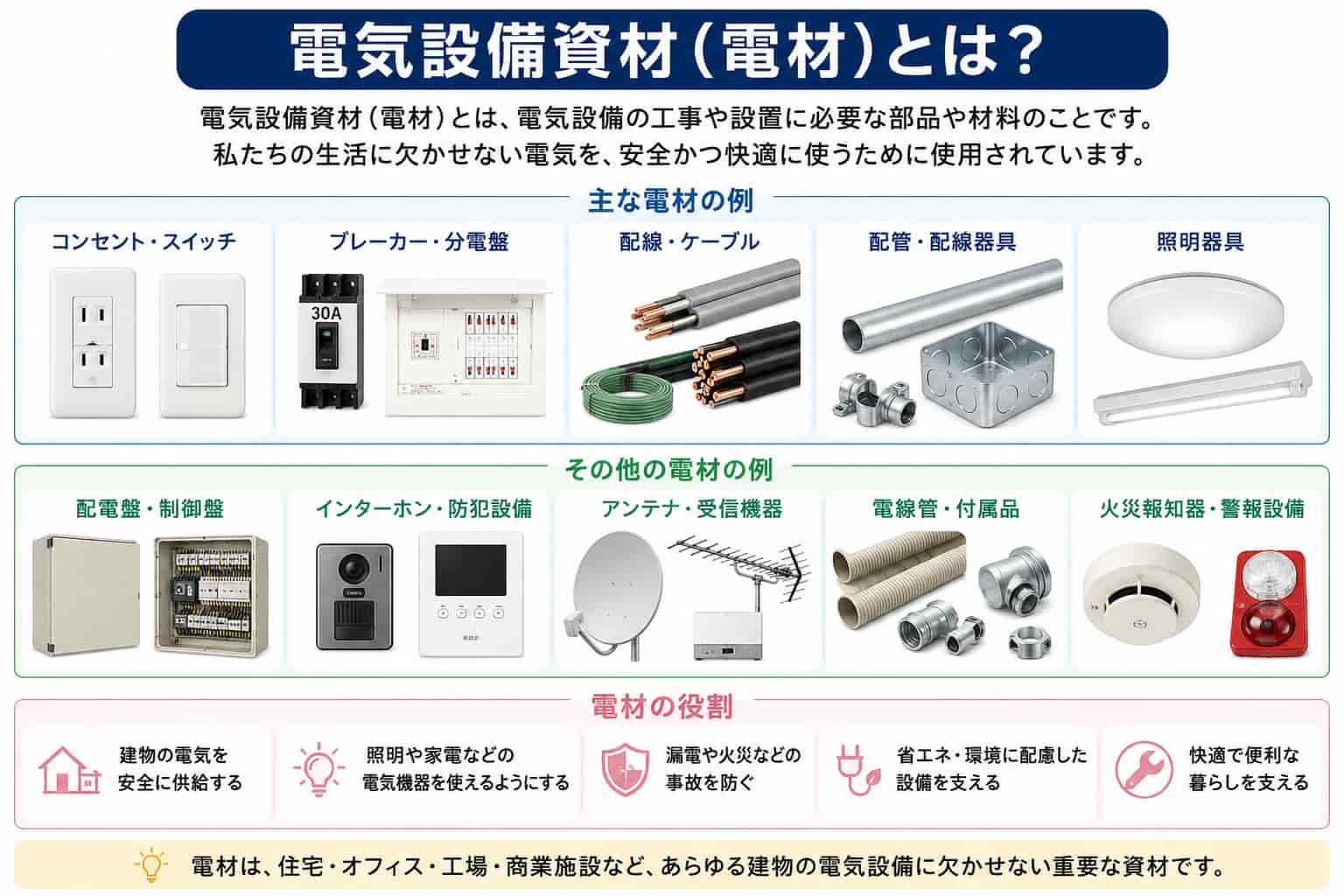 電気設備資材(電材)とは?種類や役割、購入方法をわかりやすく解説 | アイピア | システム比較・活用サイト