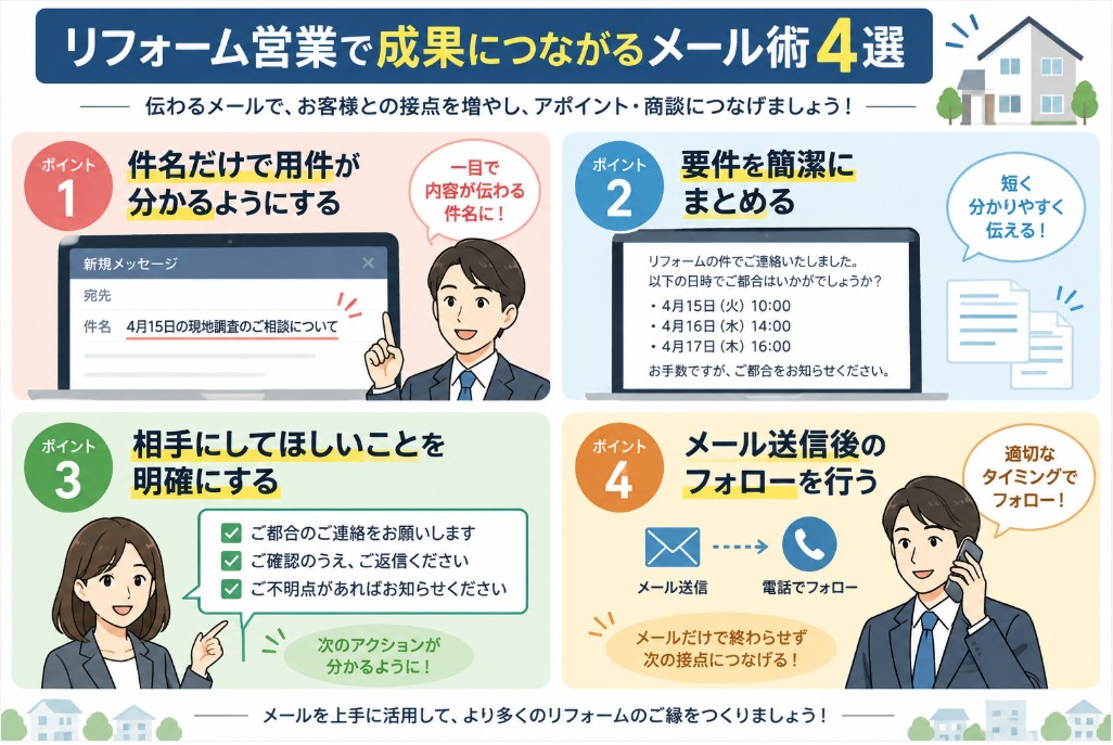 リフォーム営業で成果につながるメール術4選