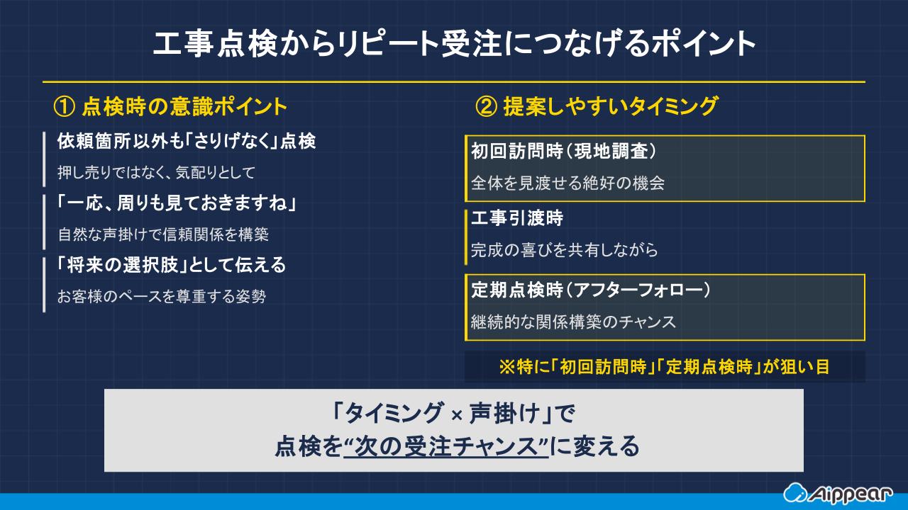 工事点検からリピート受注につなげるには