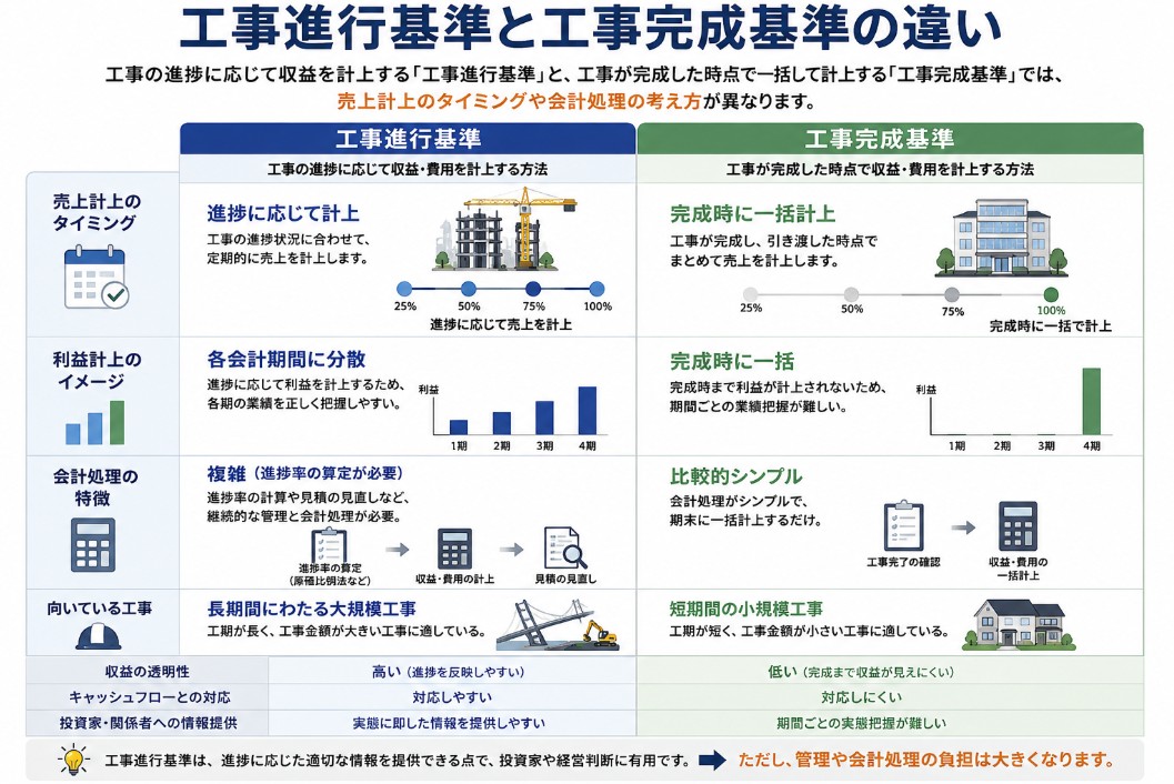 工事進行基準と工事完成基準の違い