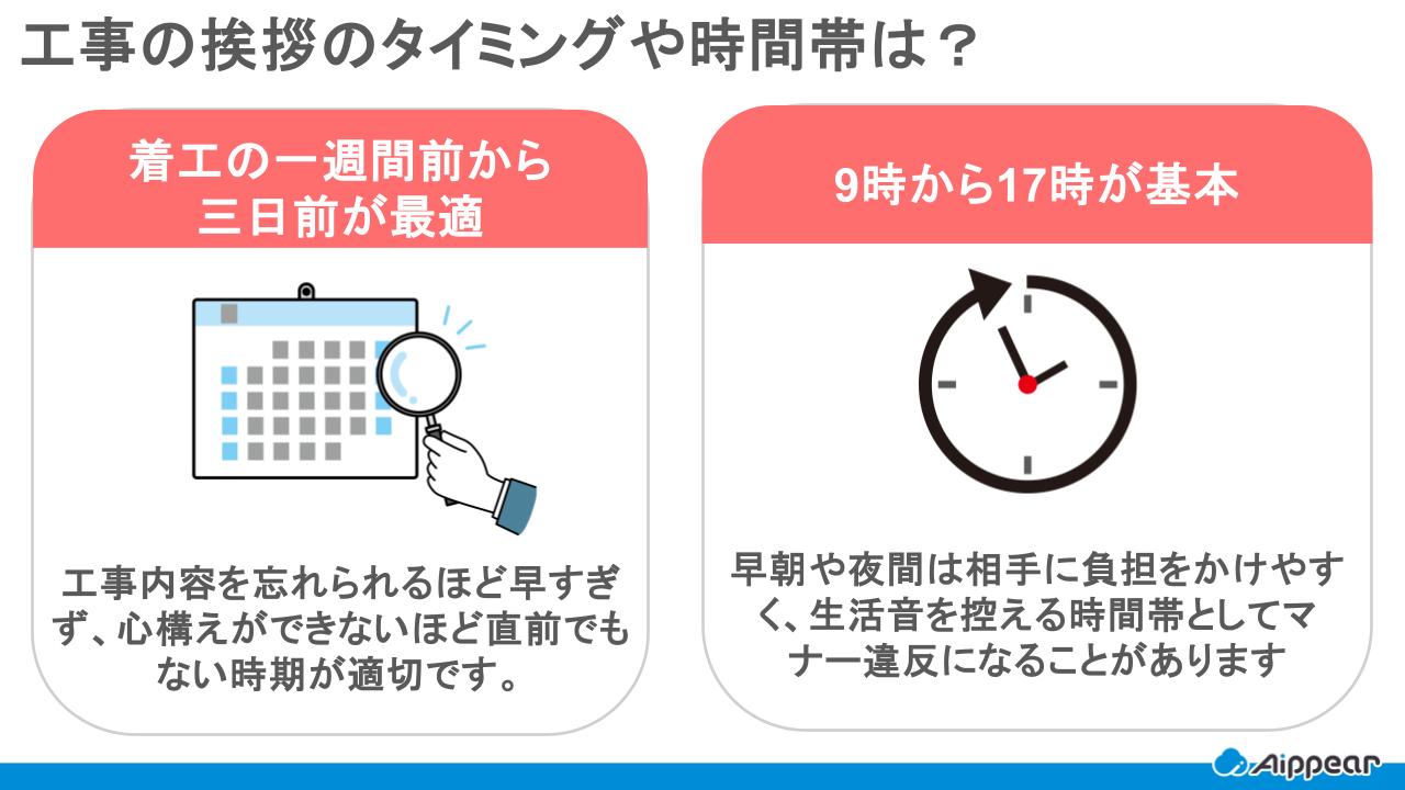 挨拶のタイミングや時間帯は？