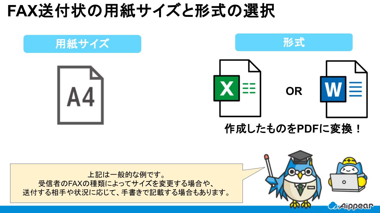 FAX送付状　
用紙サイズと形式の選択