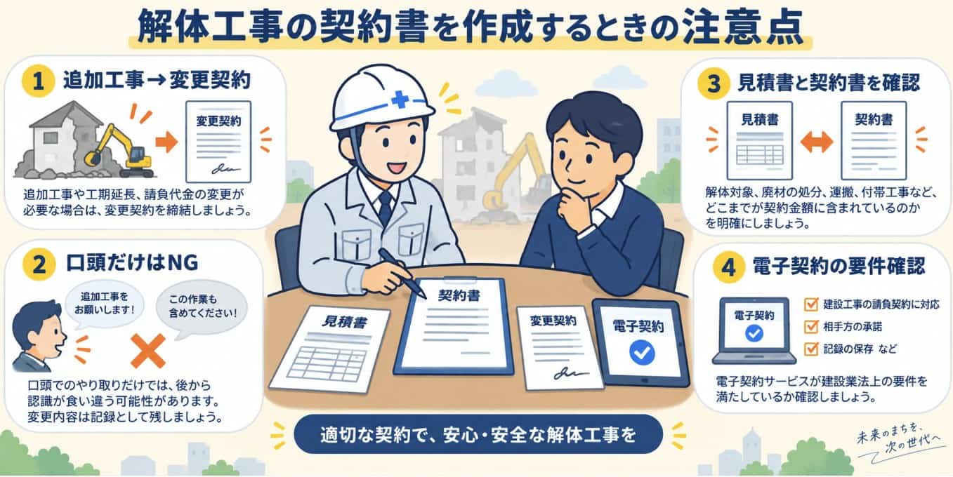 解体工事の契約書を作成するときの注意点