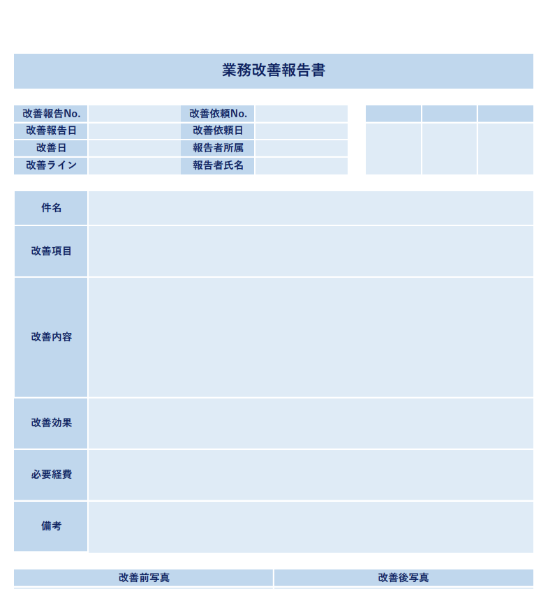 業務改善報告書テンプレート