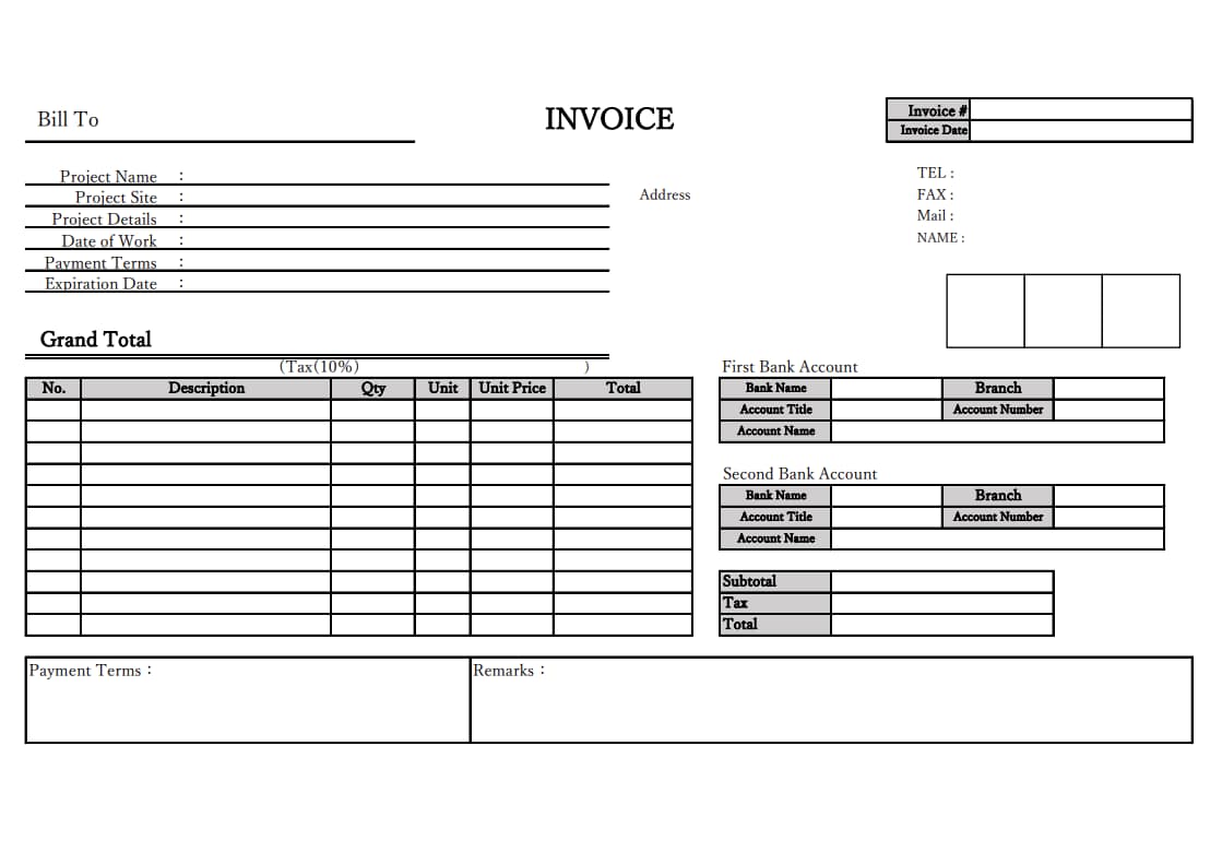 請求書　エクセルテンプレート