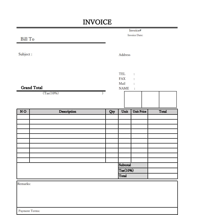 請求書　エクセルテンプレート