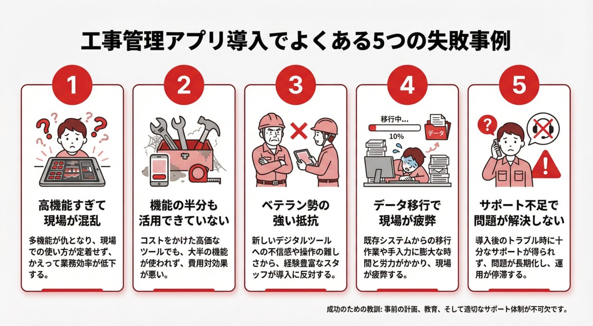 【あるある】工事管理アプリ導入でよくある失敗事例5選
