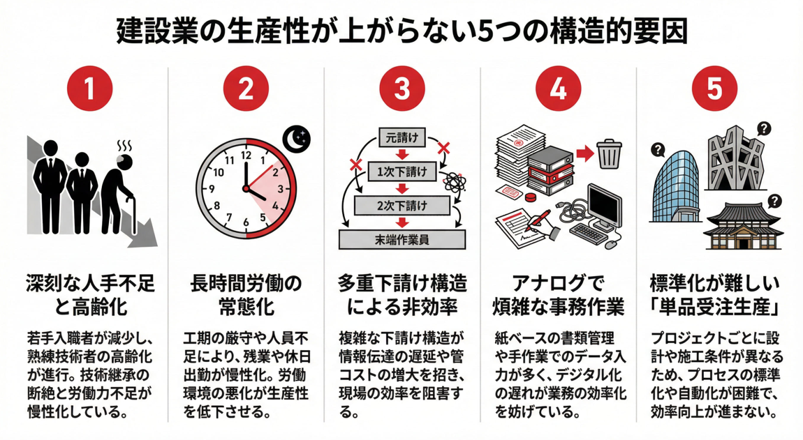 建設業の生産性が上がらない「5つの構造的要因」