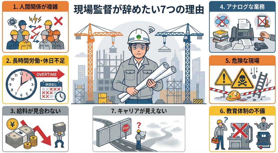 現場監督を辞めたいと思う7つの理由