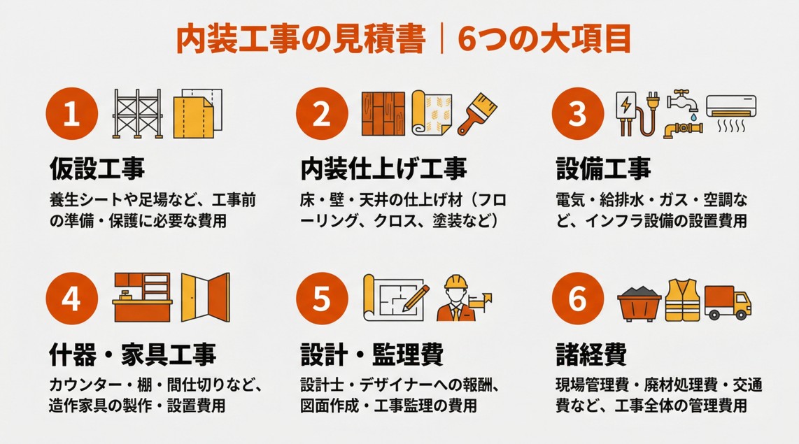内装工事の見積書-６つの大項目