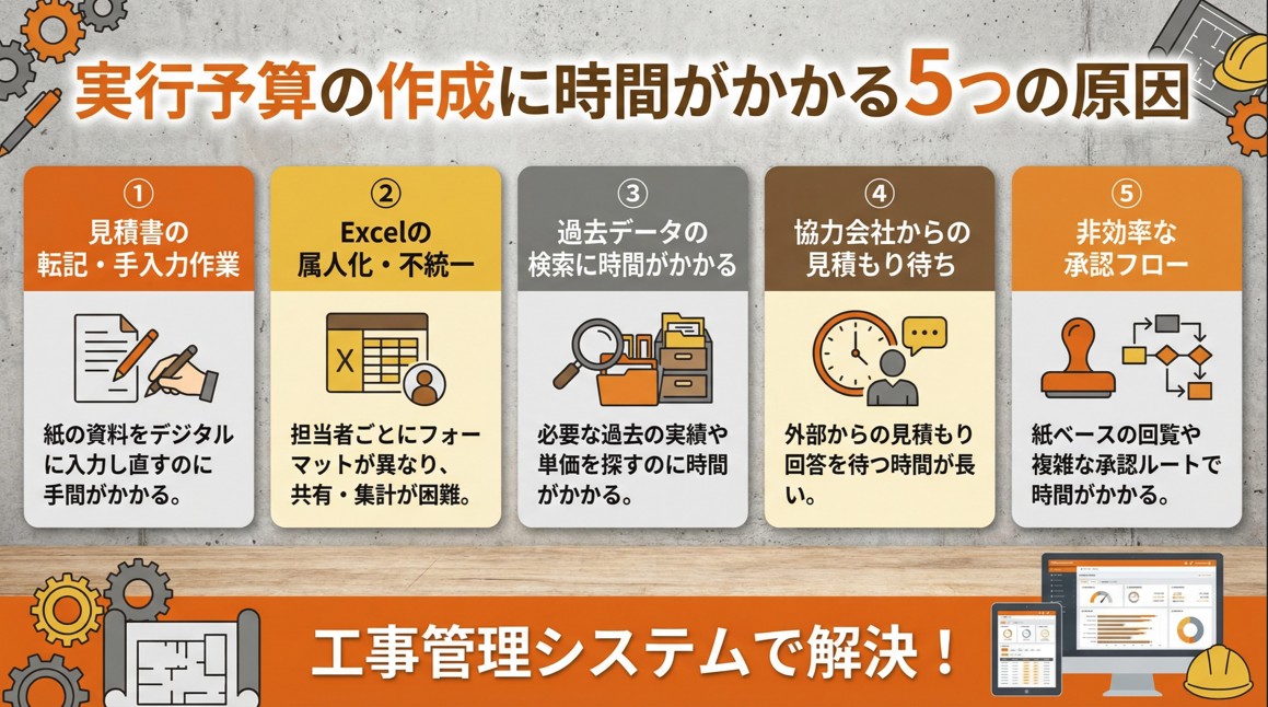 実行予算の作成に時間がかかる5つの原因
