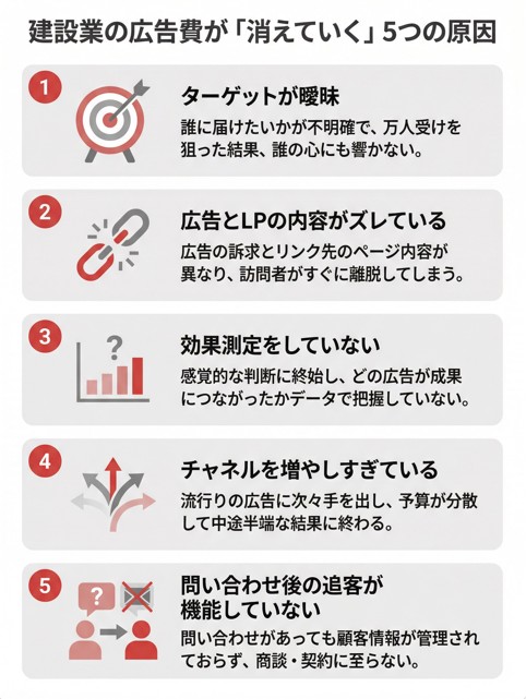 建設業の広告費が「消えていく」5つの原因