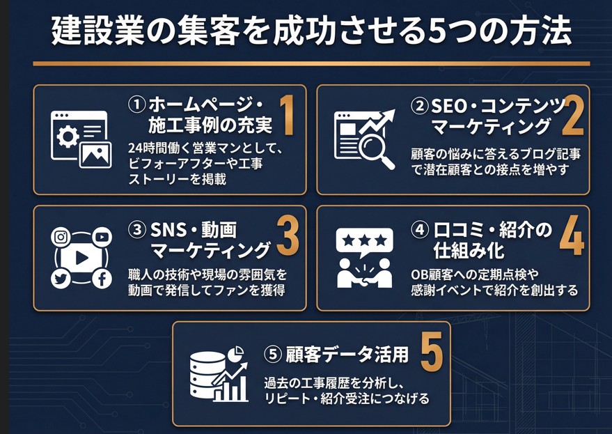 建設業の集客を成功させる5つの方法