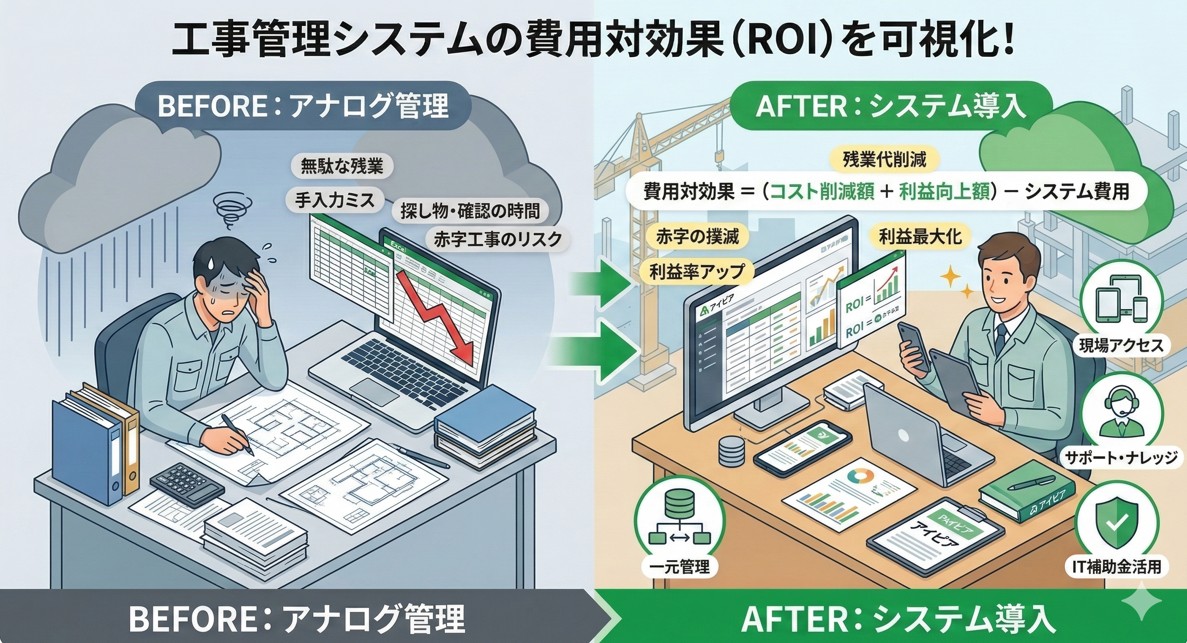 工事管理システムの費用対効果(ROI)を可視化！
