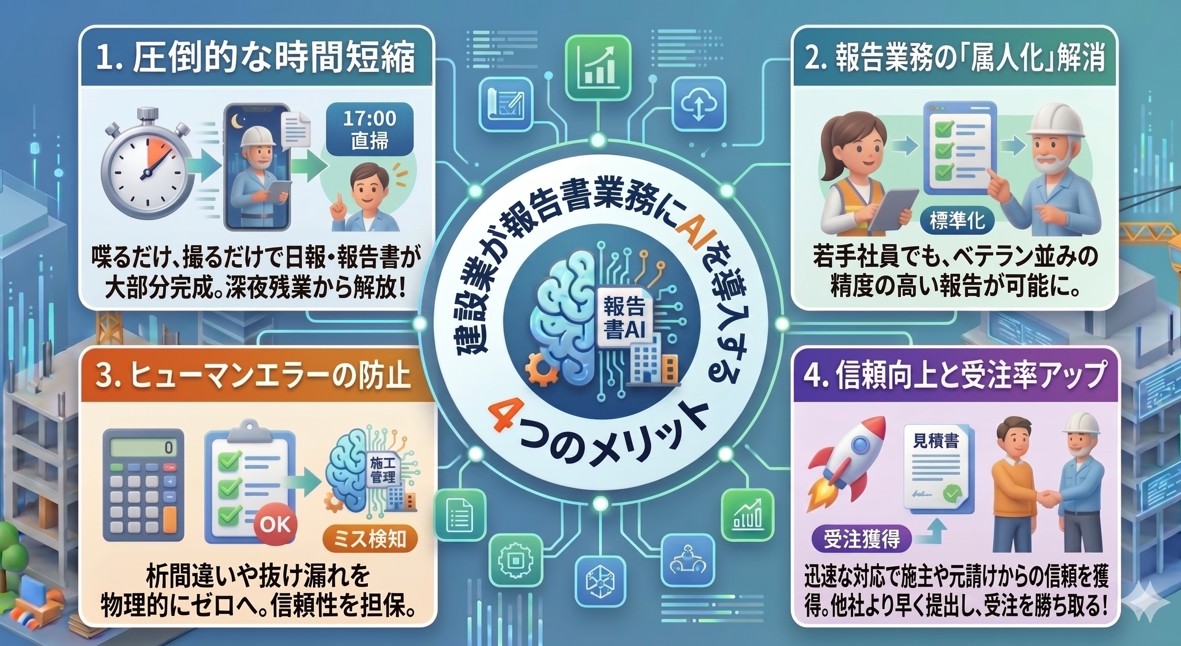 建設業が報告書業務にAIを導入する 4つのメリット