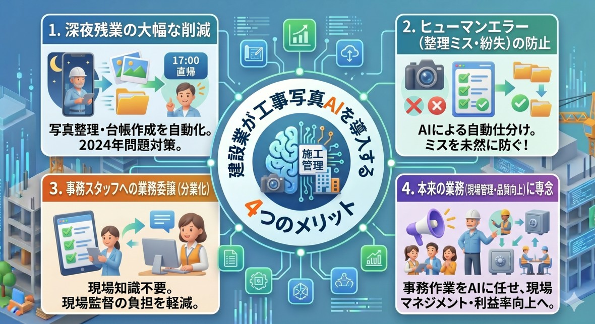 建設業が工事写真AIを導入する4つのメリット