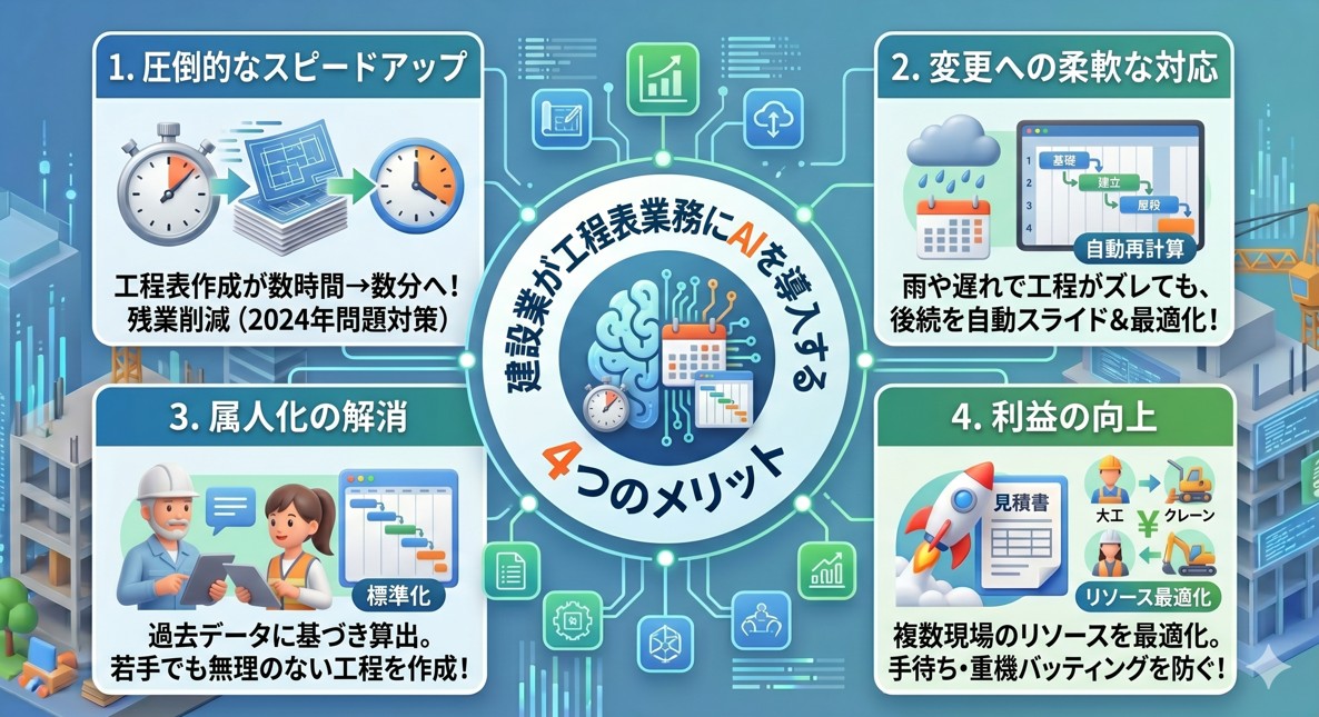 建設業が工程表業務にAIを導入する ４つのメリット