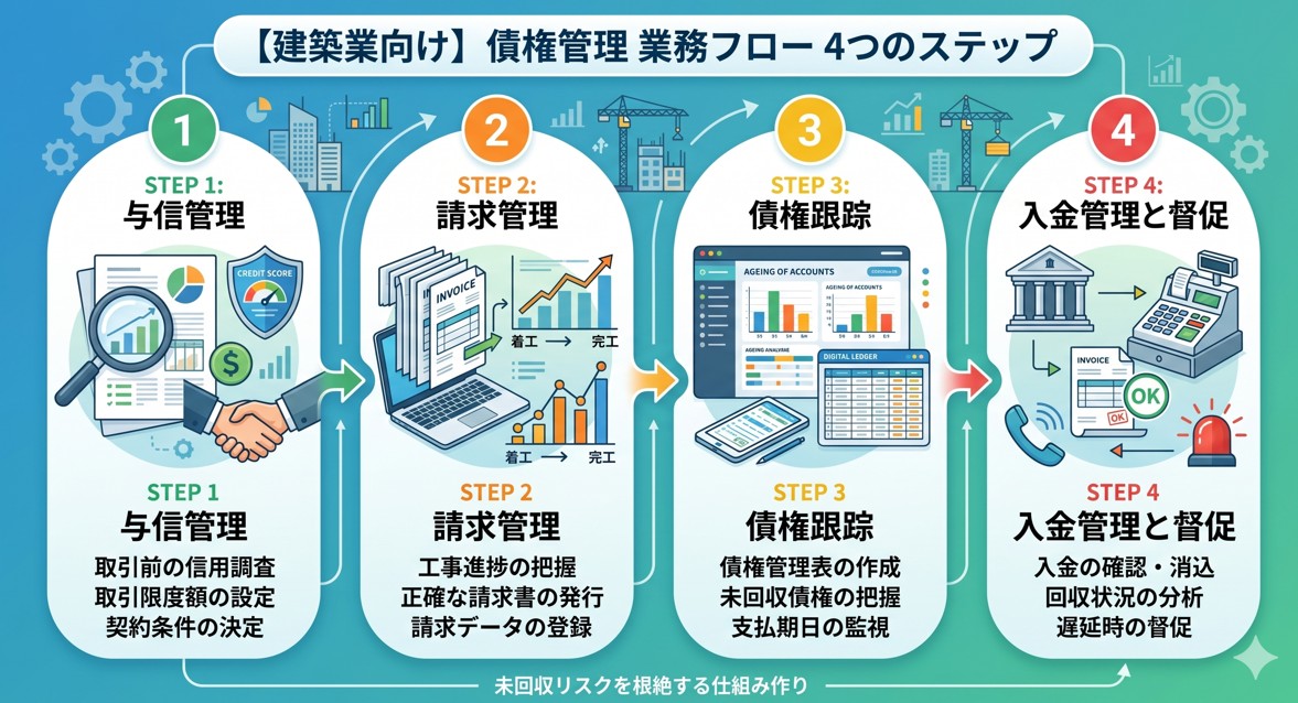 債権管理の具体的な4つの業務フロー（ステップ）