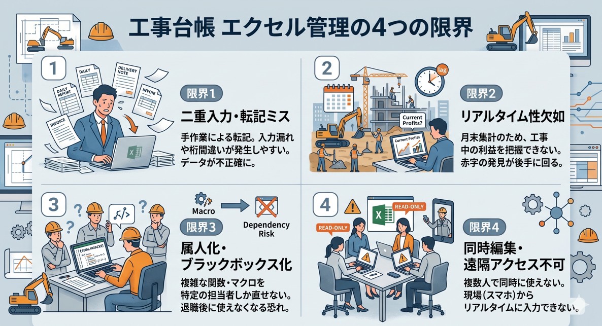工事台帳のエクセル管理が限界を迎える4つの症状