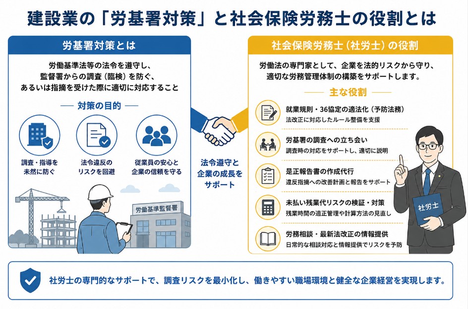 建設業の「労基署対策」と社会保険労務士の役割とは
