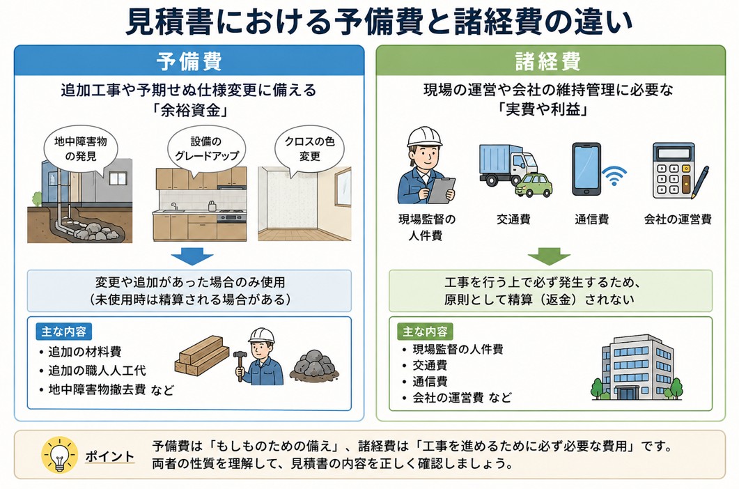 見積書の予備費と諸経費比較