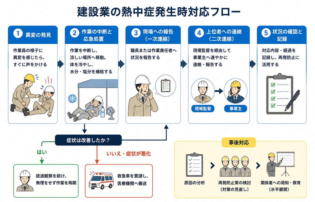 建設業の熱中症発生時対応フロー