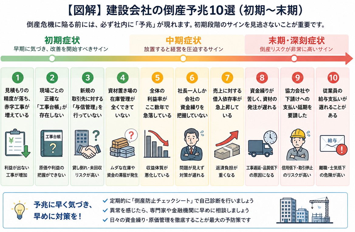 建設業向け倒産防止チェックシート｜倒産予兆10選