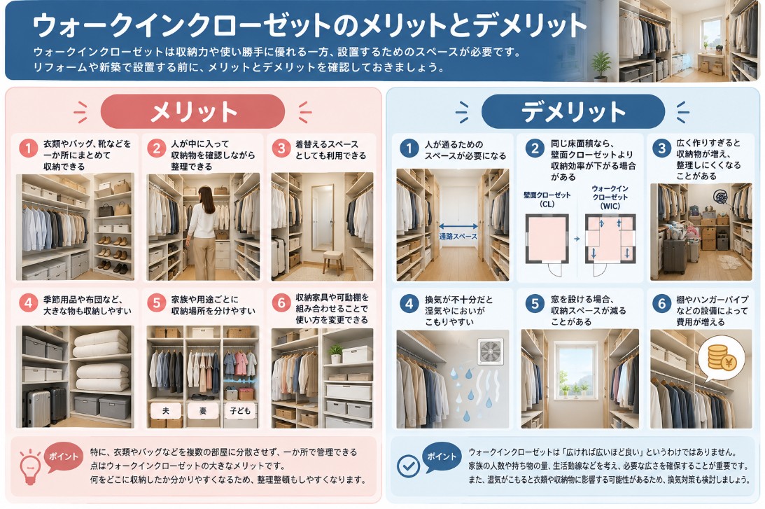 ウォークインクローゼットのメリットとデメリット