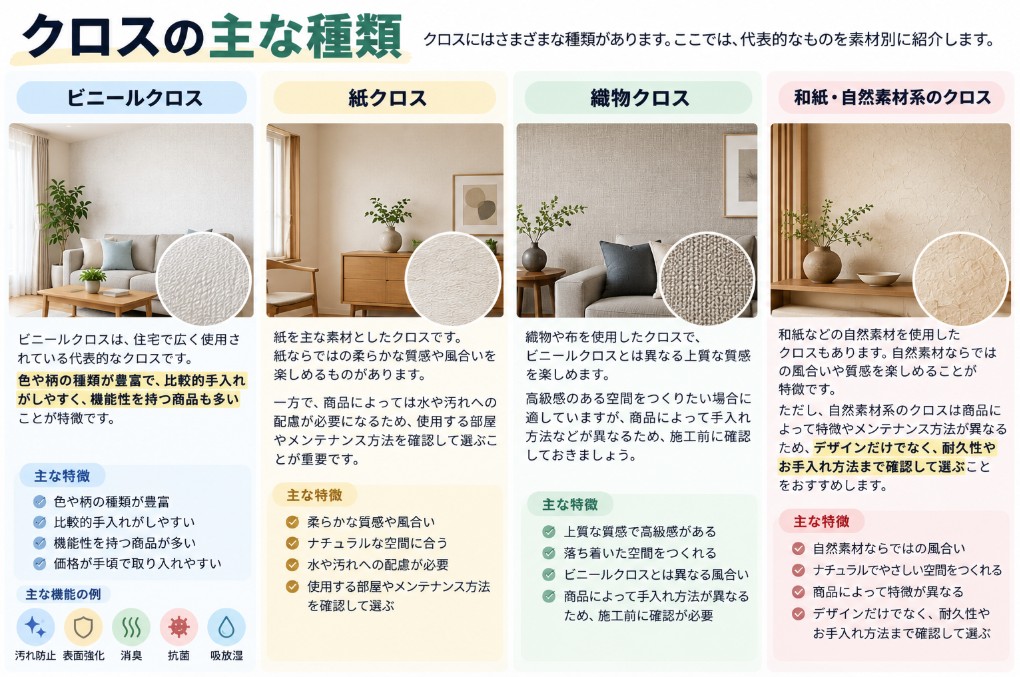 クロスの主な種類
