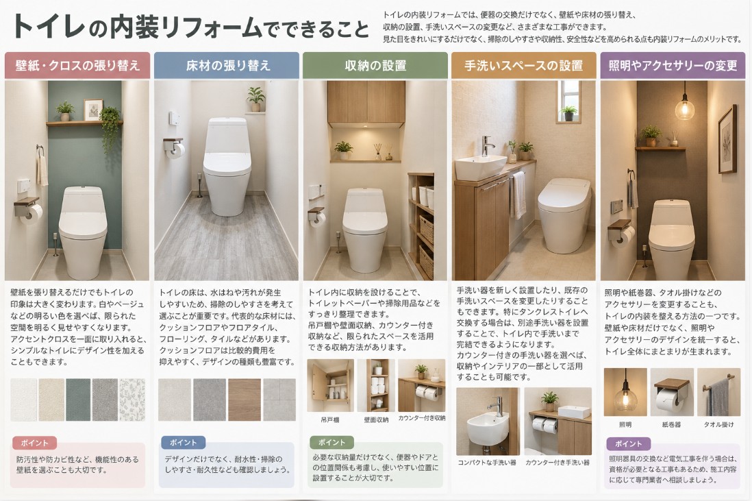 トイレの内装リフォームでできること