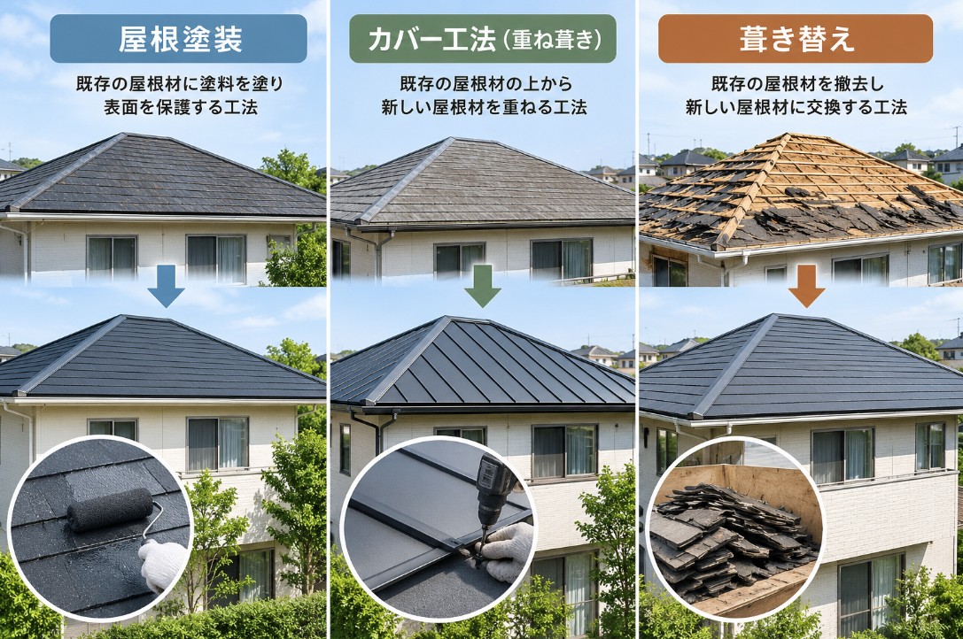 屋根リフォームの工法の種類と選び方