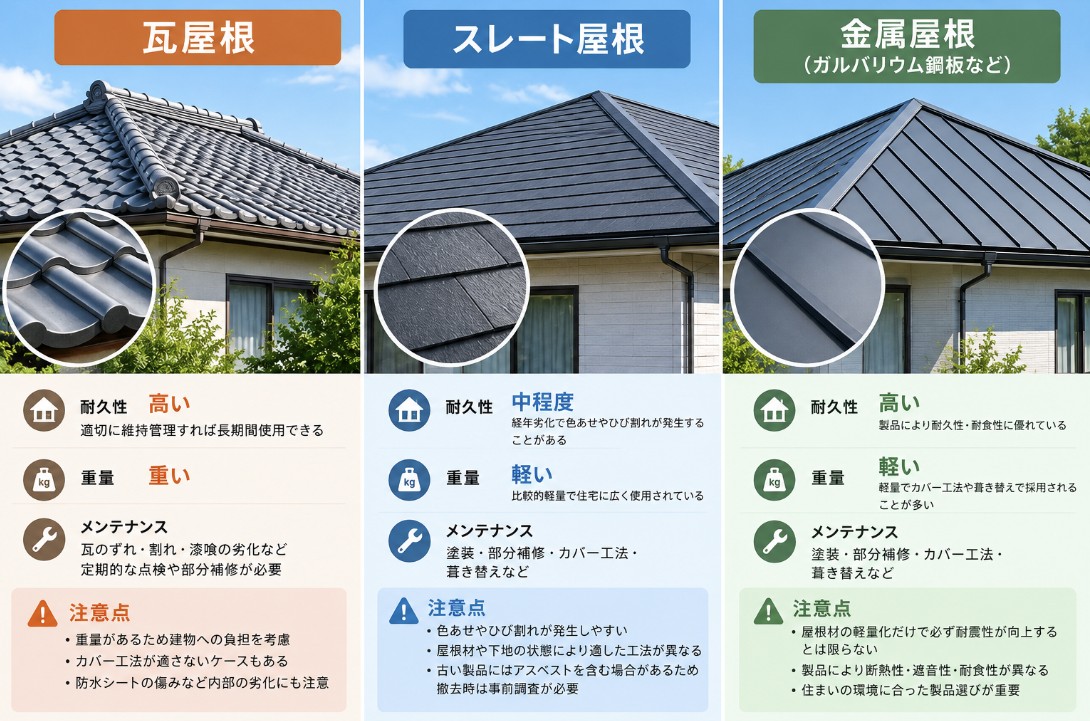 屋根材の種類と特徴