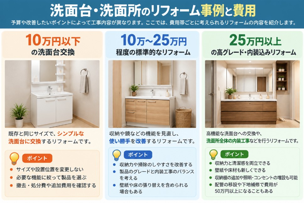 洗面台・洗面所のリフォーム事例と費用