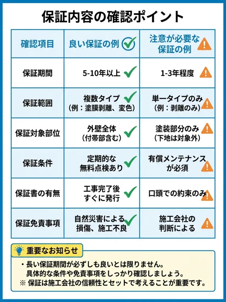 保証で確認すべき項目