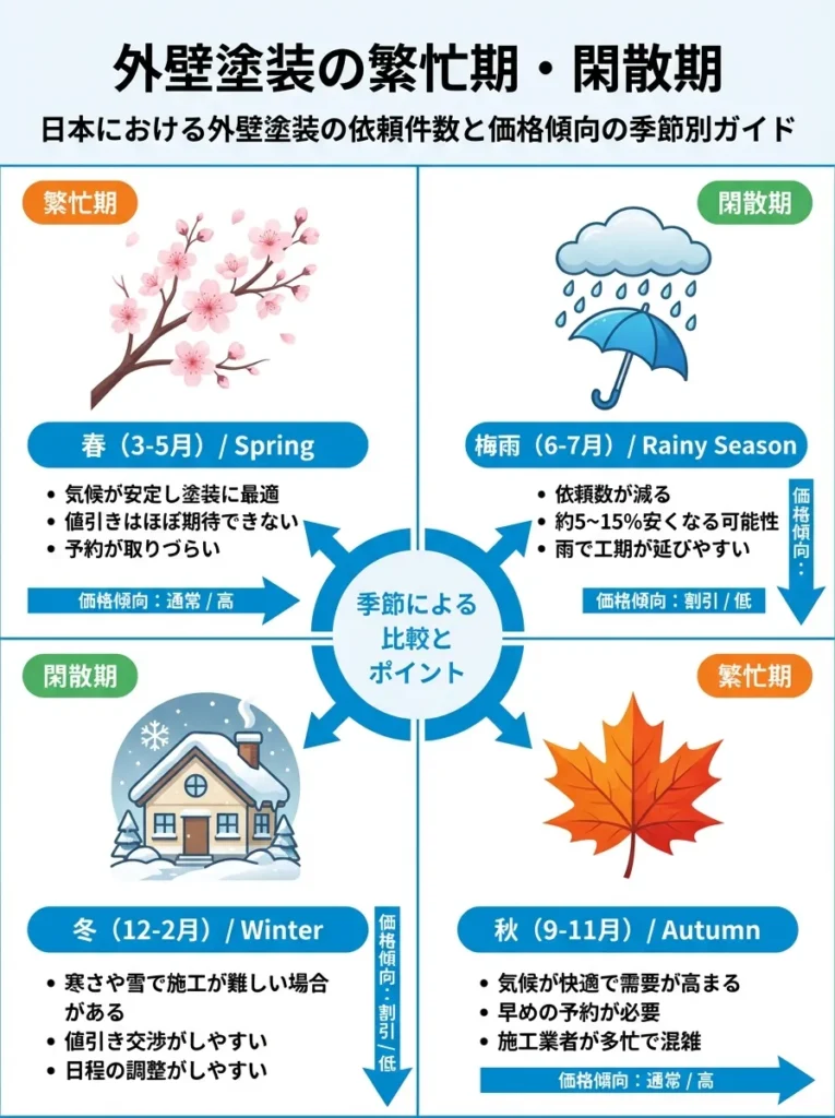 外壁塗装の繁忙期と閑散期