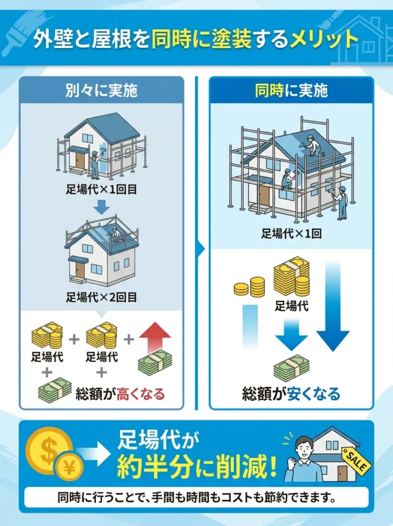 外壁と屋根を同時に塗装するメリット