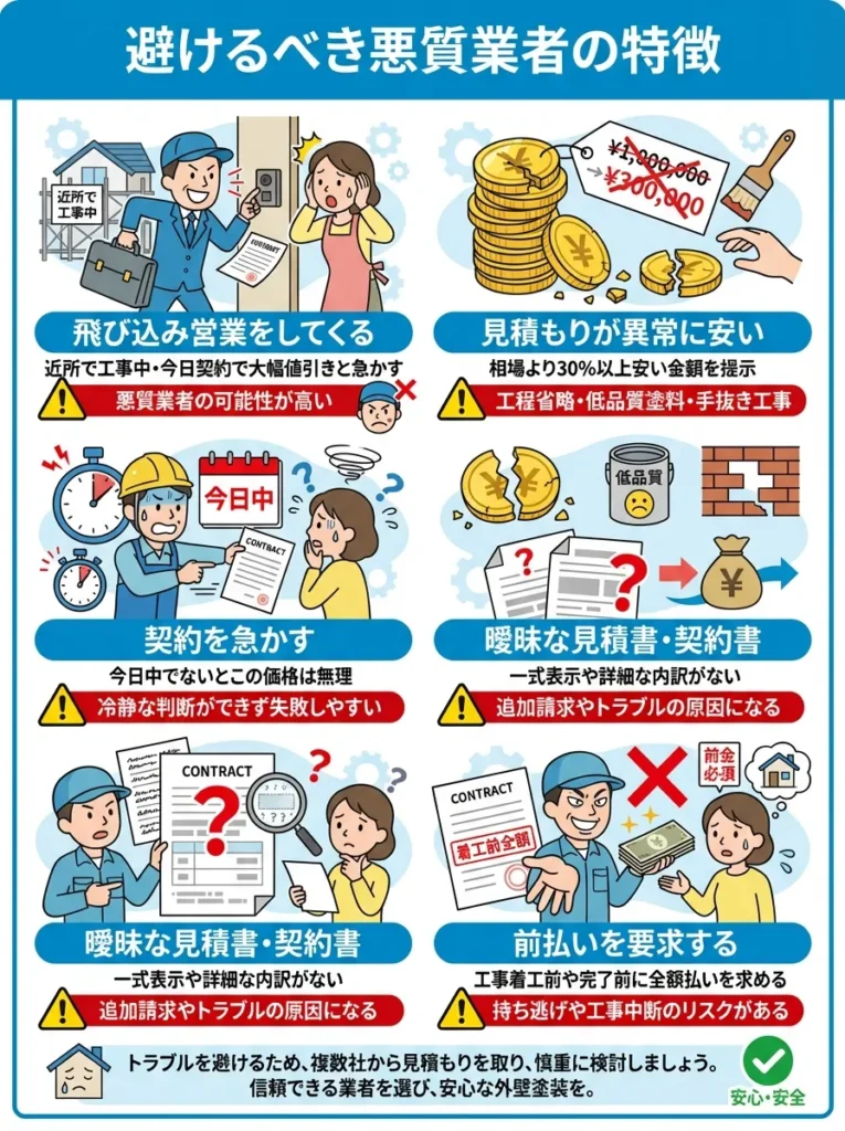 避けるべき悪質業者の特徴