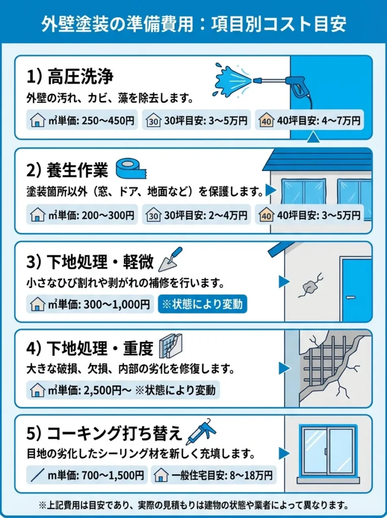 高圧洗浄・養生・下地処理の費用