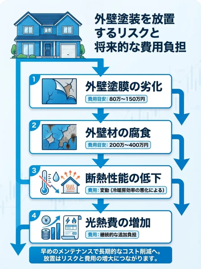 外壁塗装を放置するリスクと将来的な費用負担