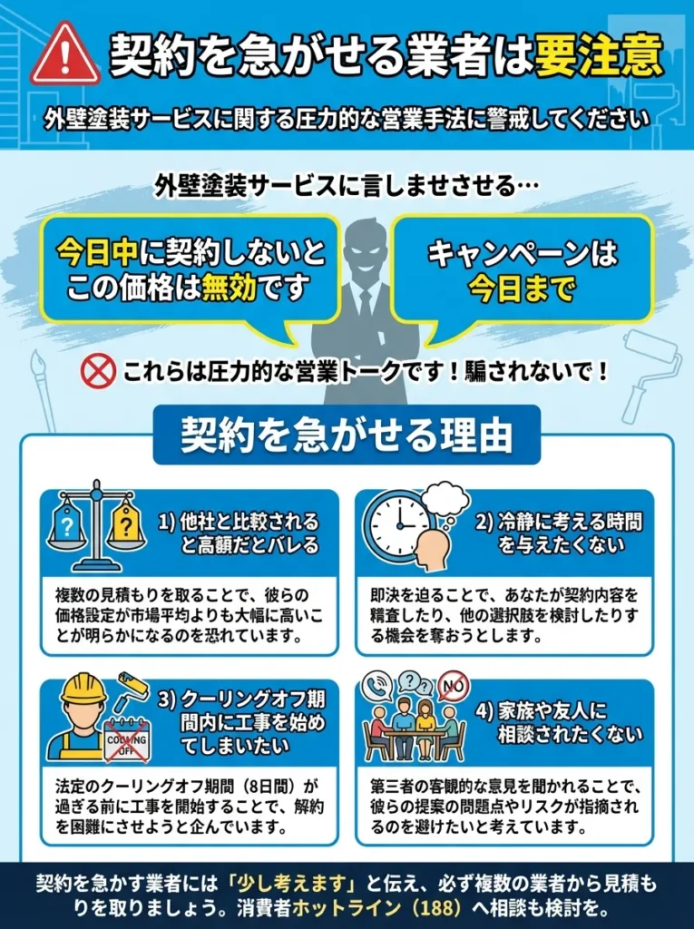 契約を急がせる業者は危険信号