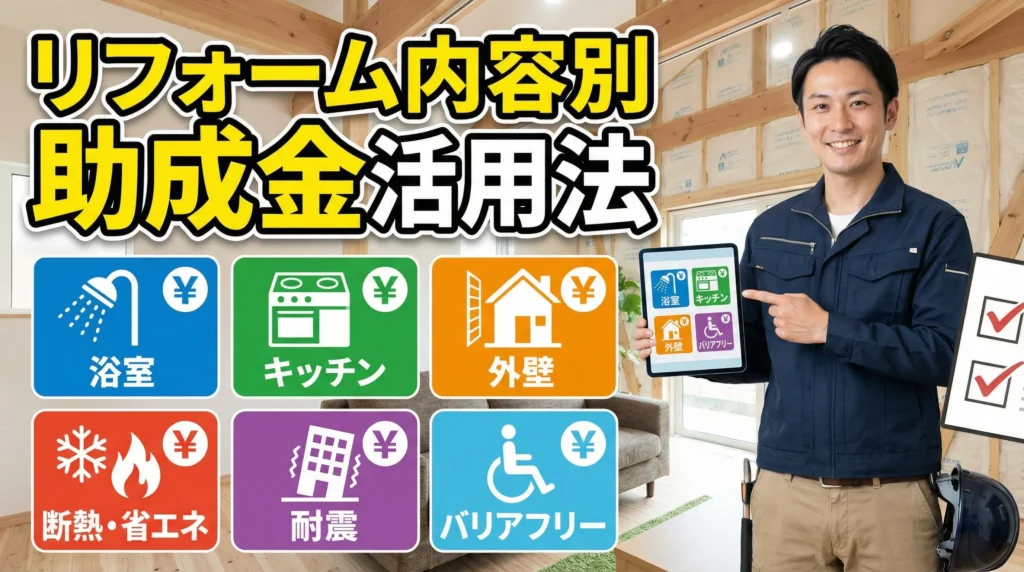 リフォーム内容別の助成金活用法