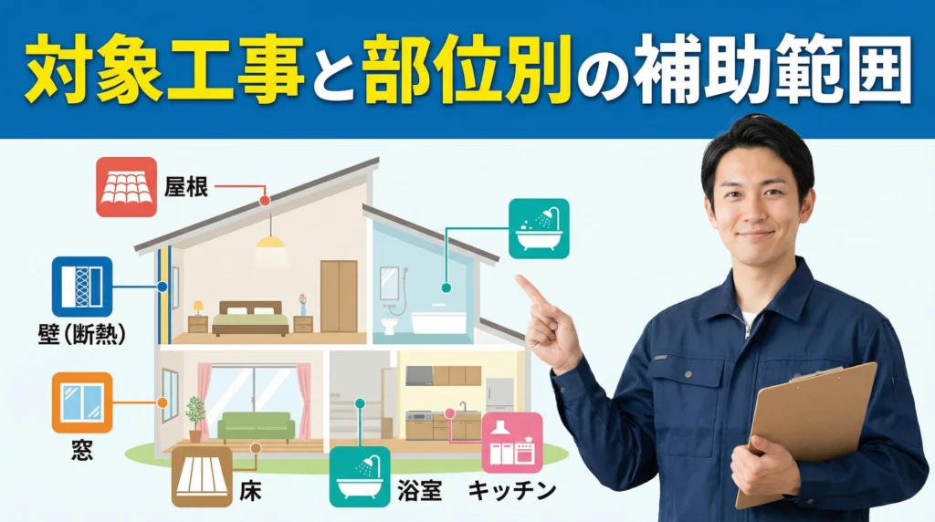 対象となる工事内容の詳細 部位別の補助対象範囲
