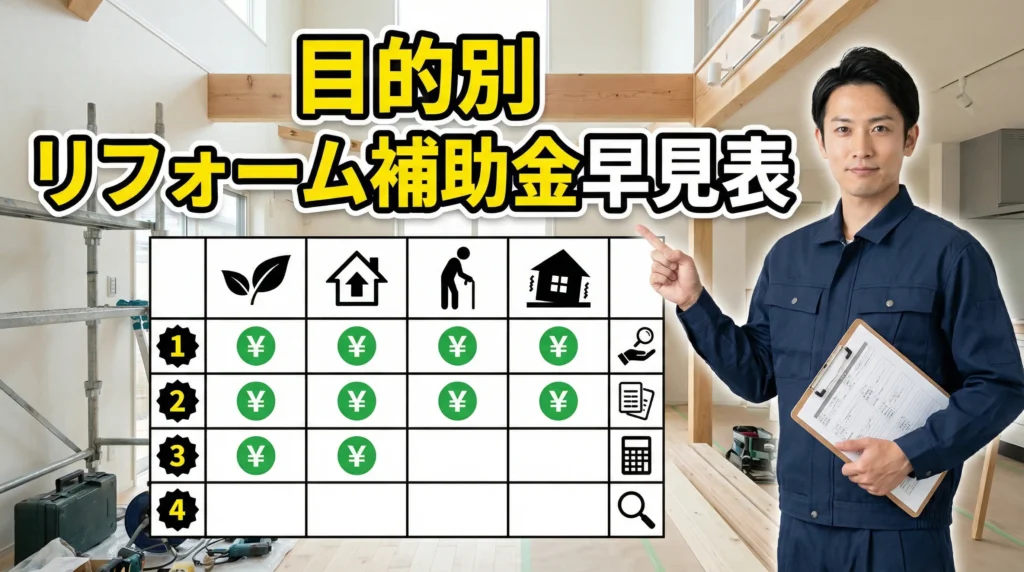 2025年度版 目的別リフォーム補助金早見表