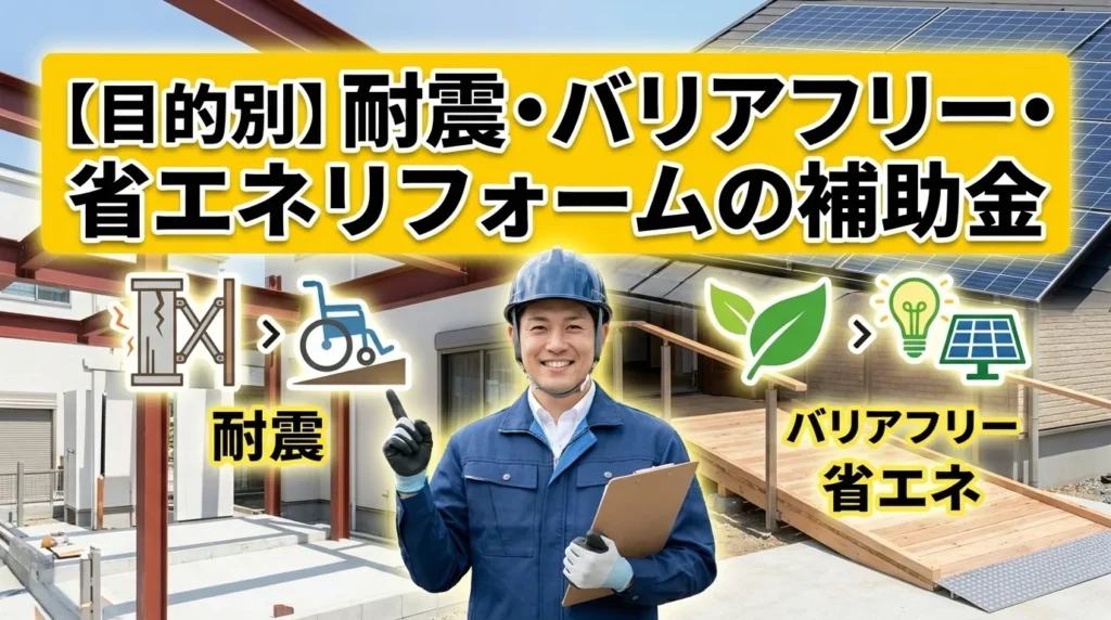 【目的別】耐震・バリアフリー・省エネリフォームの補助金