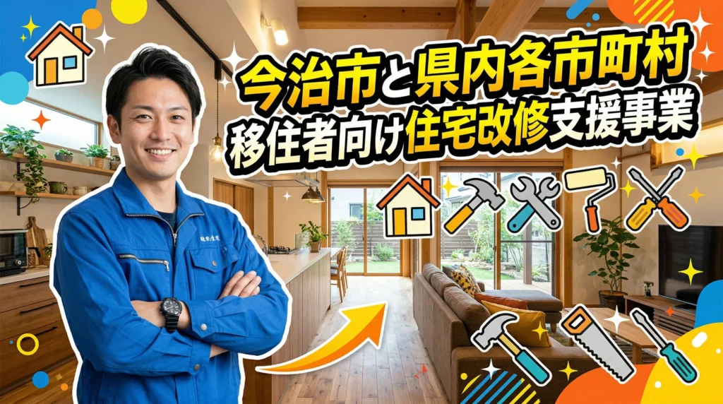 今治市と県内各市町村の移住者向け住宅改修支援事業