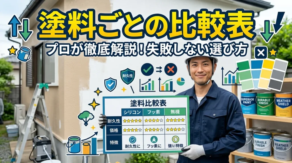 塗料ごとのm2単価と耐用年数を比較する単価表