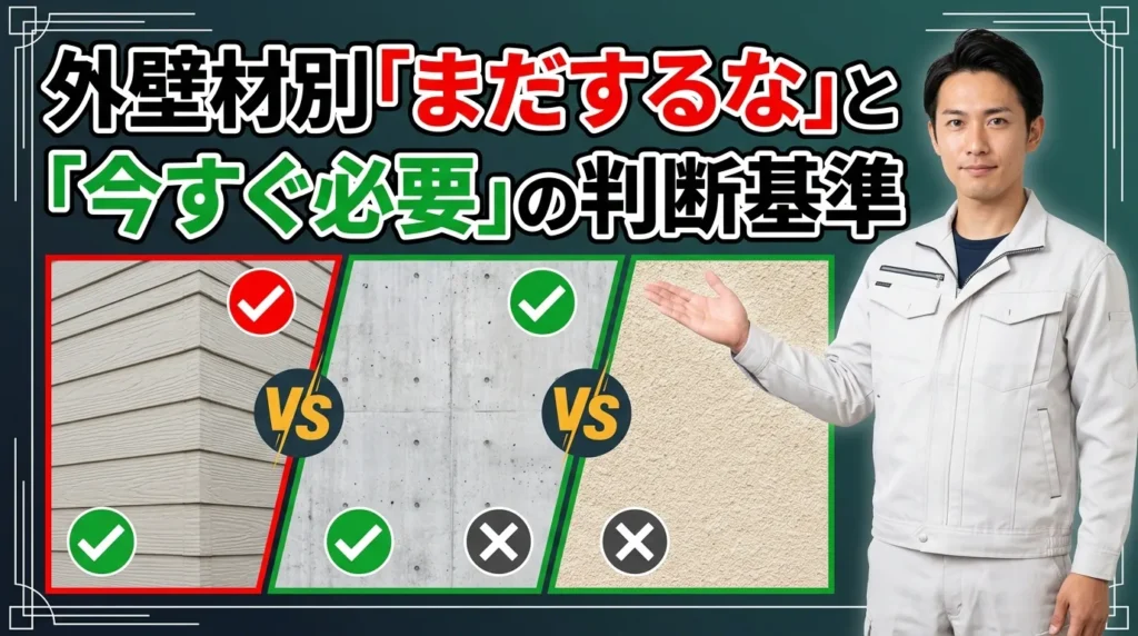 外壁材別「まだするな」と「今すぐ必要」の判断基準
