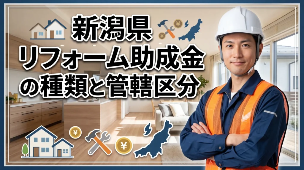 新潟県内のリフォーム助成金の種類と管轄区分